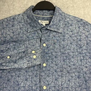 Peter Millar Shirt Mens L Oxford L/S Button Up Blue Floral Flower Preppy Pocket - Picture 1 of 8