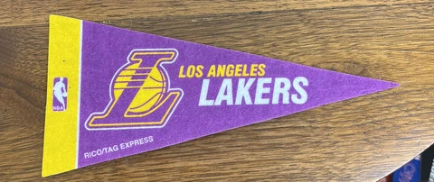 LA Lakers Los Angeles Vtg NBA Basketball Mini Pennant 4" x 9" Rico Tag Express Cover