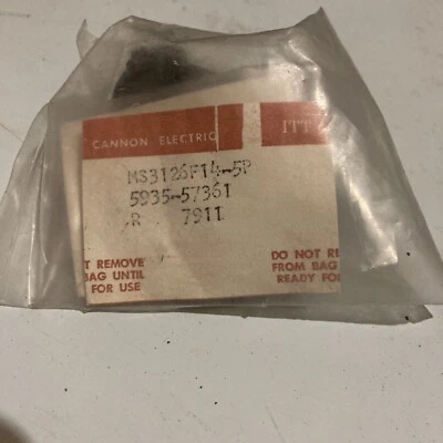 1 ea NEW ITT CANNON 5 Pin Male Circular Connector Plug Crimp MS3126F14-5P - Image 1 of 2