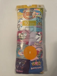 Wonder Nation Girls Briefs/ Underwear, 10-Pack, Assorted, Size 8  100% Cotton - Picture 1 of 3