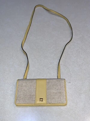 Lodis Purse Yellow Pebbled Leather Wallet Crossbody with Strap & Pockets New - Imagem 1 de 4