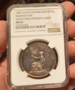 netherlands silver medal 1809 RARE - MS62 excelent condition - Picture 1 of 3