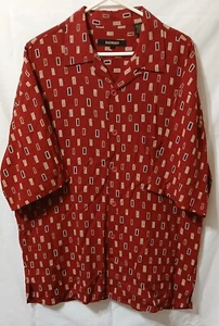 Mens Large Bachrach Geometric Abstract Shirt 100% Rayon Casual - Picture 1 of 15