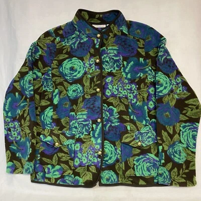 Chaqueta Blazer Isaac Mizrahi para Mujer Talla Grande Floral Algodón Azul/Verde Foto 1 de 4