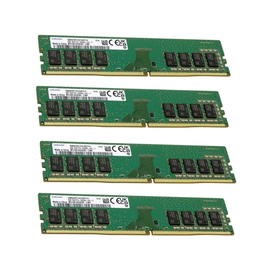 Samsung 32GB (4X8GB) DDR4 3200MHz PC4-25600 UDIMM Memory Ram M378A1K43EB2-CWE - Image 1 of 4