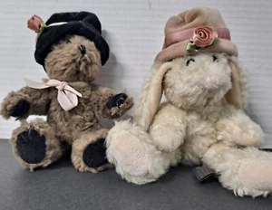 Vintage Boyds Bear Simone & Bunny Mimi Stuffed Animal Small Jointed Plush - Picture 1 of 13