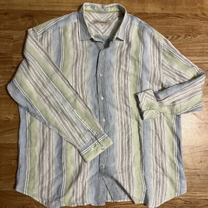 Tommy Bahama Shirt Mens XXL 2XL Multi Color Long Sleeve Linen Flip Cuff - Picture 1 of 6