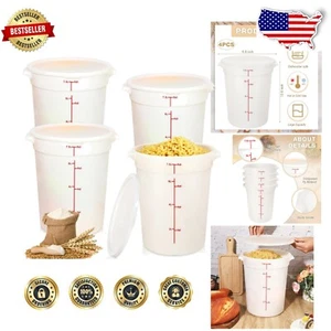 Durable Round Food Storage Containers - 4-Pack 8 Quart Plastic Tubs with Handles - Picture 1 of 8