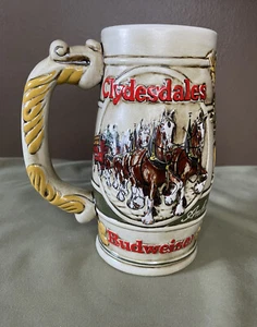 Vintage 1983 Budweiser Clydesdale Bier Stein Krug Ceramarte Brasilien Werbeartikel - Bild 1 von 6
