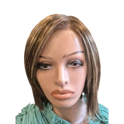 Peluca Bob ESTETICA ELLIS Rubio Miel Destacados Encaje Frontal Mezcla Realista Cabello Foto 1 de 4