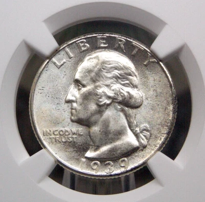 1939 "D" Washington SILVER Quarter 25c NGC MS64 #038 BU Uncirculated ECC&C, Inc. - Image 1 of 4