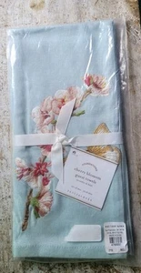 Pottery Barn Embroidered Guest Towels Cherry Blossom Light Blue Set of 2 - Picture 1 of 4