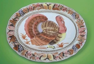 Vintage TURKEY PLATTER 18X14" Raised Pattern Ceramic JAPAN- Himark - Picture 1 of 5