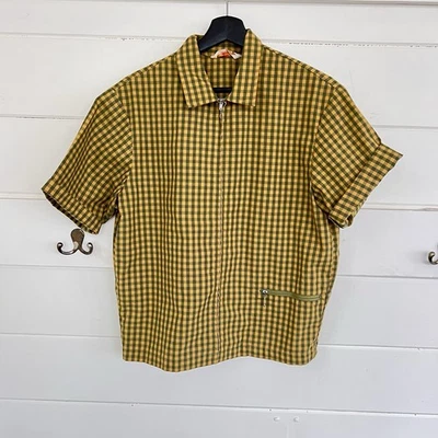 Vintage Jantzen Men’s Mustard And Green Checkered Shirt. Zip Front. Size M. - Image 1 of 4