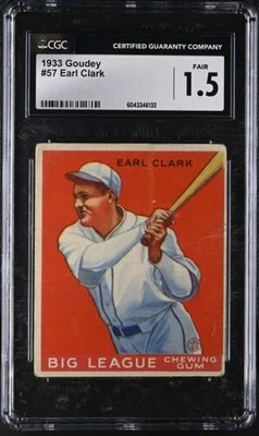 1933 GOUDEY #57 EARL CLARK CGC 1.5 FAIR RC ROOKIE 4826 - Image 1 of 2