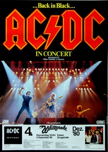 AC/DC - ACDC - 1980 - Whitesnake - Concert - Back In Back Tour - Poster - Essen - Bild 1 von 1