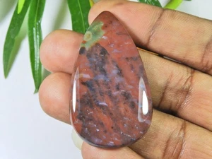 NATURAL RED BLOODSTONE METAPHYSICALLY LOOSE CABOCHON GEMSTONE 28X48X05 MM - Picture 1 of 6