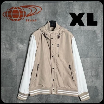 XL Size Stadium Jacket Beams Heart Hoodie Blouson Beige - Image 1 of 4