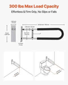  WC-Sicherheitsgitter, 30 Zoll U-Form Handicap Haltegriff, klappbar Seniorensicherheit  - Bild 1 von 10