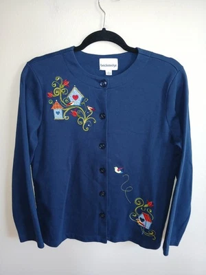 Suéter cárdigan Breckenridge para mujer pequeño azul marino Birdhouse botón delantero Foto 1 de 4