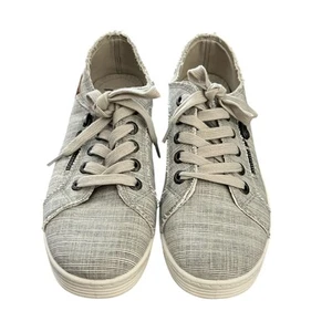 BF by BlowFish Gray Patterned Canvas Sneakers Woman’s Size 9 Tie Laces Casual - Picture 1 of 9