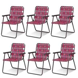 6 Pieces Folding Beach Chair Camping Lawn Webbing Chair - Picture 1 of 12