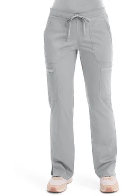 Pantalones exfoliantes Cherokee Workwear tiro medio acampanados con cordón altos WW120T GRIS grises Foto 1 de 4