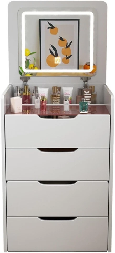 Mobile da trucco in Legno Massello con Specchio Cosmetico, Toletta con Illuminaz - Immagine 1 di 4