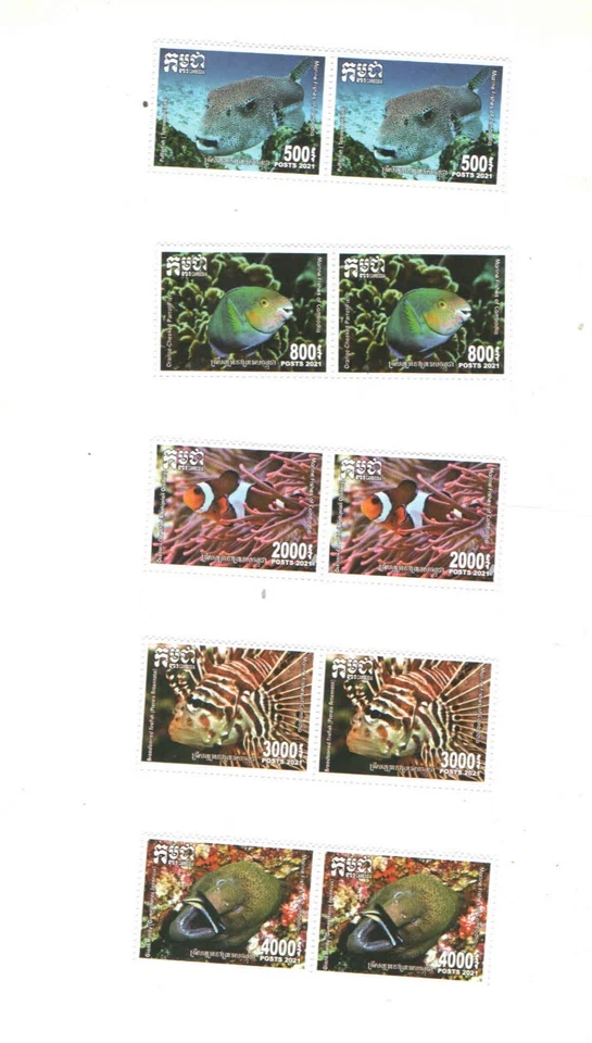 Marine Fishes of Cambodia 2021 bloque de 2 (MNH) Foto 1 de 1