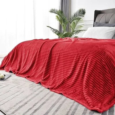 Manta polar BEDELITE tamaño king 108x90 3D acanalada jacquard suave y cálido rojo Foto 1 de 4