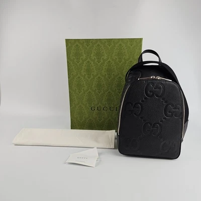 GUCCI $2200 Small Black Jumbo GG Leather Mini Crossbody Bag New & Authentic - Image 1 of 4