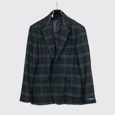 Polo Ralph Lauren Sport Coat Size 44R Modern Fit Green Navy Plaid Three Button - Image 1 of 4
