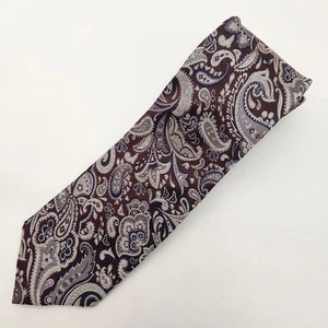 Canali necktie men's brown silver 100% silk paisley tie luxury prom Made Italy - Picture 1 of 11