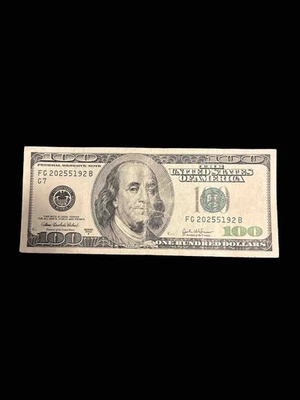 $100 Bill – Series 2003A – Circulated Federal Reserve Note – Benjamin Franklin - Image 1 of 2