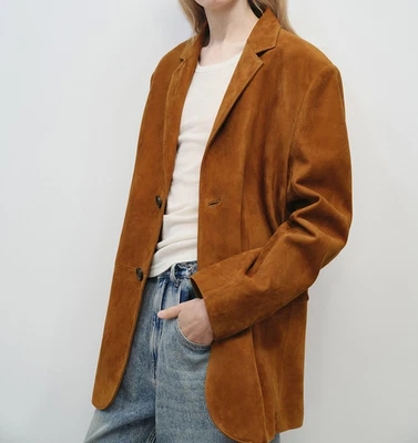 Brown Suede Leather Blazer Women Formal Size XS S M L XL XXL 3XL Custom Made - Image 1 of 4