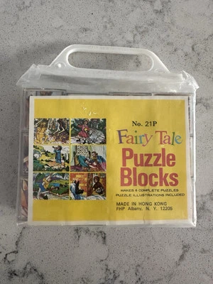 Винтажные блоки головоломок книга сказок сделано в Гонконге - 12 штук, пластик - Изображение 1 из 4