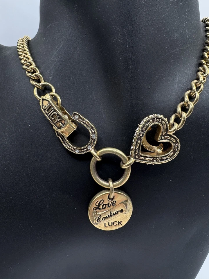 Gargantilla Collar Reversible Juicy Couture "Love Luck Couture" Tono Dorado Y2K Foto 1 de 4