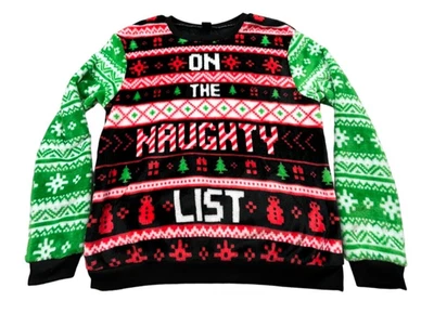 Suéter de Navidad para mujer pequeño en la lista traviesa copo de nieve muñeco de nieve feo Foto 1 de 4