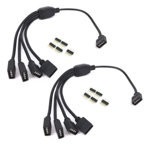 2 Pcs Black 4 Pins LED Splitter Cable LED Strip Connector 4 Way Splitter Y Split - Picture 1 of 5