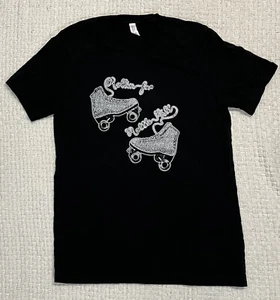 Rollerskating Black and White Short Sleeve SMALL T-shirt Roller Derby Skating - Picture 1 of 3