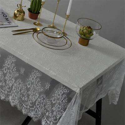 Lace Retro Tablecloth Rectangular Embroidered Overlay Halloween Party Home Decor - Image 1 of 4