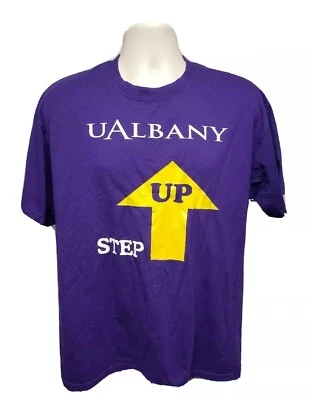 Camiseta púrpura grande de la Universidad de Albany UAlbany Step Up Decide to Help Adult Foto 1 de 4