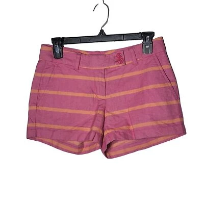 Vineyard Vines Women's Pink and Orange Striped  Mini Shorts Size 00 Preppy Neon - Image 1 of 4