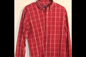 Dress Shirt Mens Size m  Red Plaid Cotton Button Down Collar dockers - Picture 1 of 5