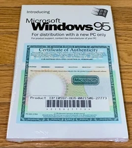 Microsoft Windows 95 CD & Plus! New Sealed Certificate of Authenticity - Picture 1 of 4