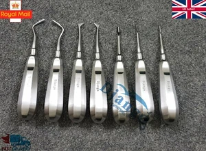 JUEGO DE 7 ELEVADORES DE RAÍCES CÓNCAVAS ORIGINALES DE CIRUGÍA DENTAL PALA RECTA CIRUGÍA DENTAL - Imagen 1 de 12
