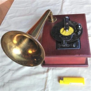 Trumpet phonograph Thorens graphophone music box with 5 discs from japan - Picture 1 of 6