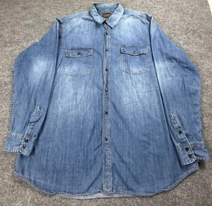 Northwest Territory Denim Button Up Shirt Mens XXL Blue Pocket Distressed Rugged - Picture 1 of 19