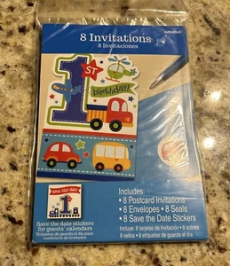 1st Birthday All Aboard Invitations Set Of 8 - Picture 1 of 2