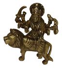 Goddess Durga Sherawali Figure Handmade Brass Deity Figurine Statue Sculpture